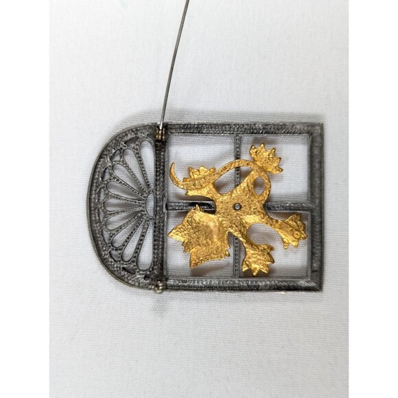 Vintage Jonette Jewelry cat in window brooch, funny costume jewelry, gift for - Picture 5 of 9